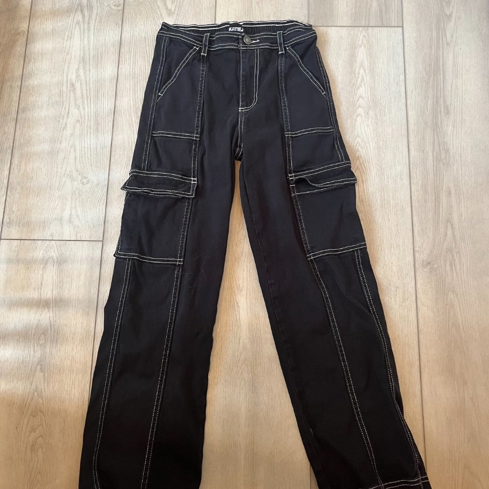 Katie J NYC Black Cargo Pants: Size 12